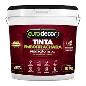 Super Tinta Emborrachada Euro decor 10kg Contra Infiltrações Fissuras Acabamento Fosco - Impermeável, Elástica, Rende 65m² - Ideal para Telhados, Lajes e Paredes Externas - Proteção Total Duradoura (Concreto)