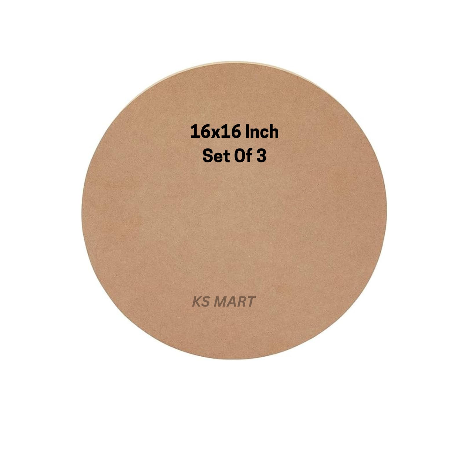 KS MART MDF Board for Art and Craft - Round Wood Circles for Art & Craft | Resin, Lippan, Mandala, Painting, Wall Hanging, Clock Making, Decoration 10 Sizes (2-20 Inches, 2.5mm Thick) (16x16 Round 3 pcs)-image-18