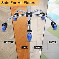 Vista 3 de Rueda de repuesto para silla de oficina para suelos de madera dura y alfombra, juego de 5 ruedas universales resistentes para suelos de 2 pulgadas