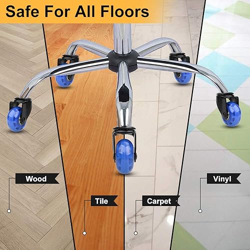 Miniatura 10 de Rueda de repuesto para silla de oficina para suelo de madera dura y alfombra, juego de 5 ruedas universales resistentes de 2 pulgadas, ruedas de