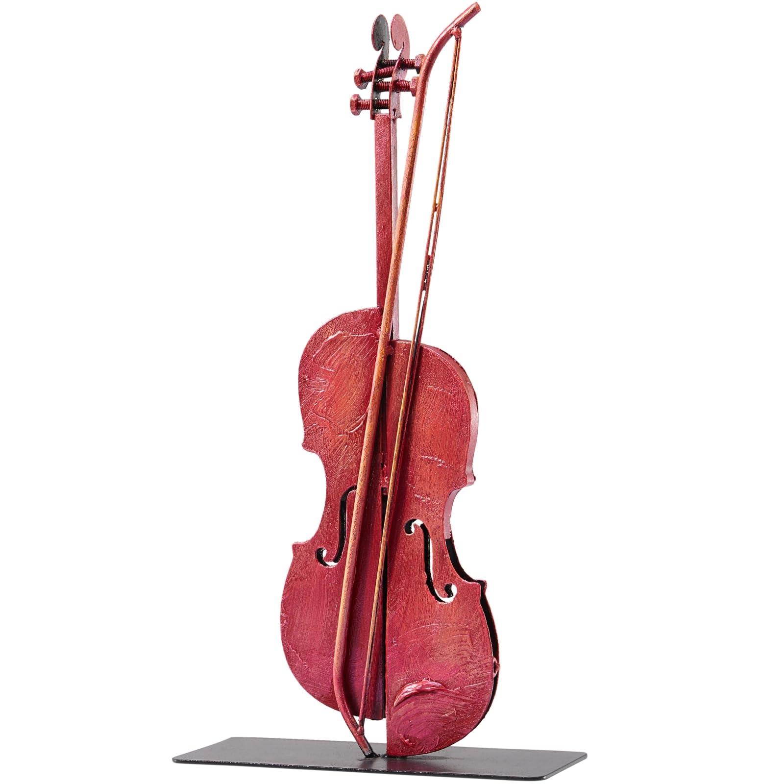 Handmade Metal Violin Statue - 100% Hand-painted Viola Music Décor - Unique Western Table Decoration for Home & Office - Cool Gifts for Music Lovers Musician & Teachers (Burgundy)