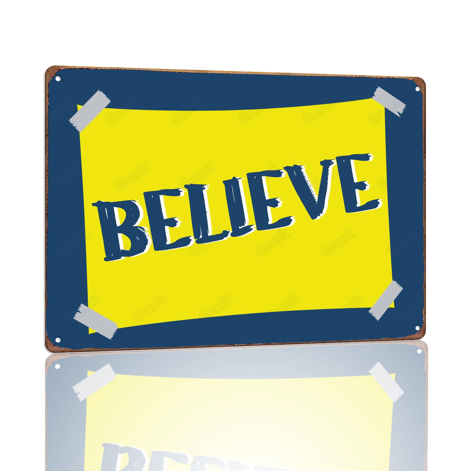 Plaque murale en métal Believe de 20x30 cm décorative en étain