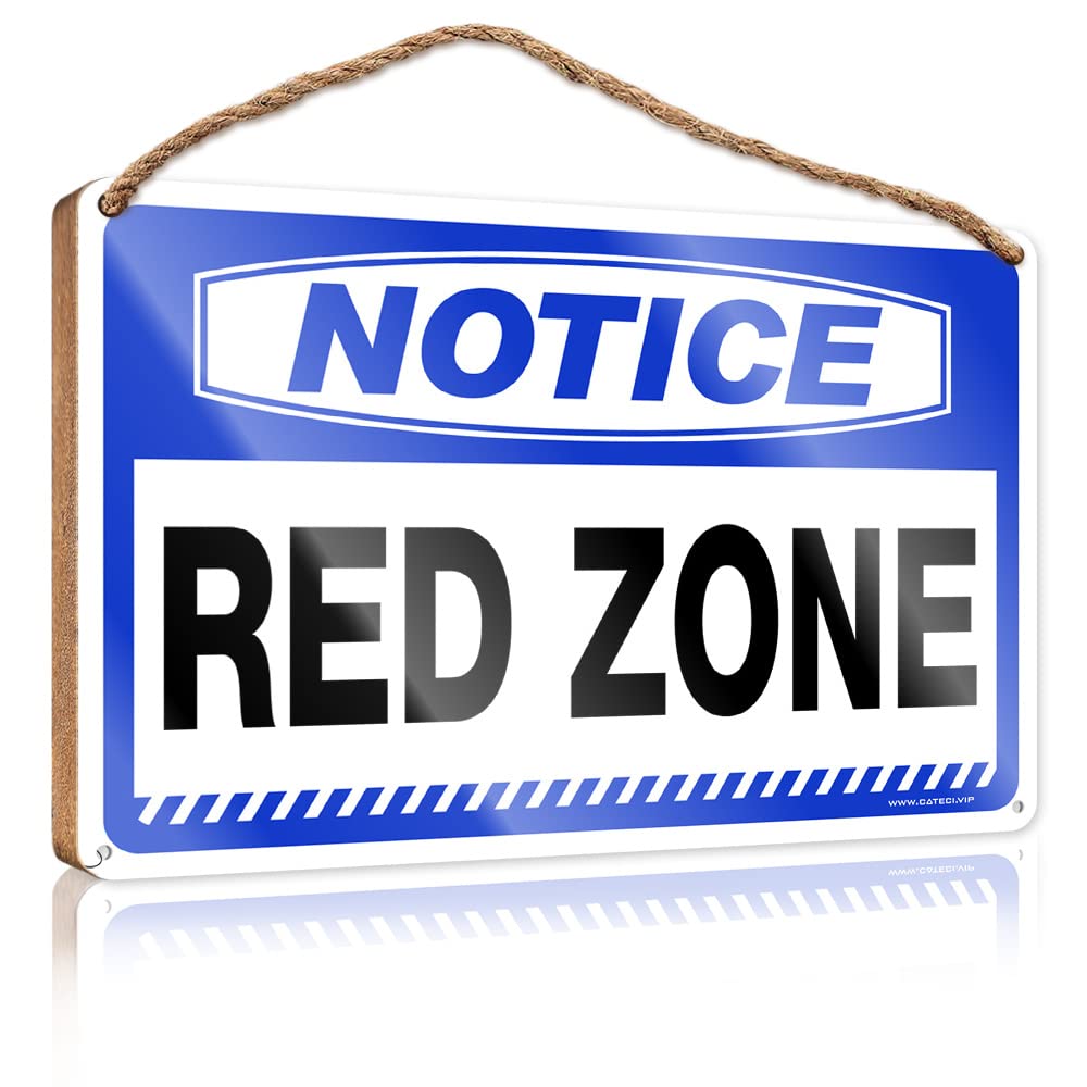 Dtha Women's One Color Wooden Hanging Plaque Sign Notice Red Zone Wooden Sign Front Door Decor Farmhouse Wall Decor For The Home(23X35cm)