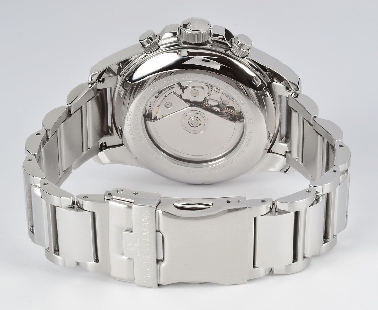 JACQUES LEMANS 1-1926 zegarek męski Liverpool z metalowym paskiem ze stali nierdzewnej ETA Valjoux 7750 automatyczny chronograf szkło szafirowe DayDate