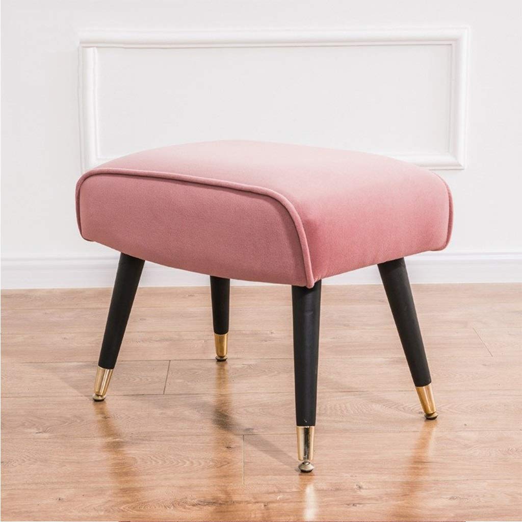 Tabouret de vanité de chambre Rose avec fauteuil nordique et pattes noires gzz