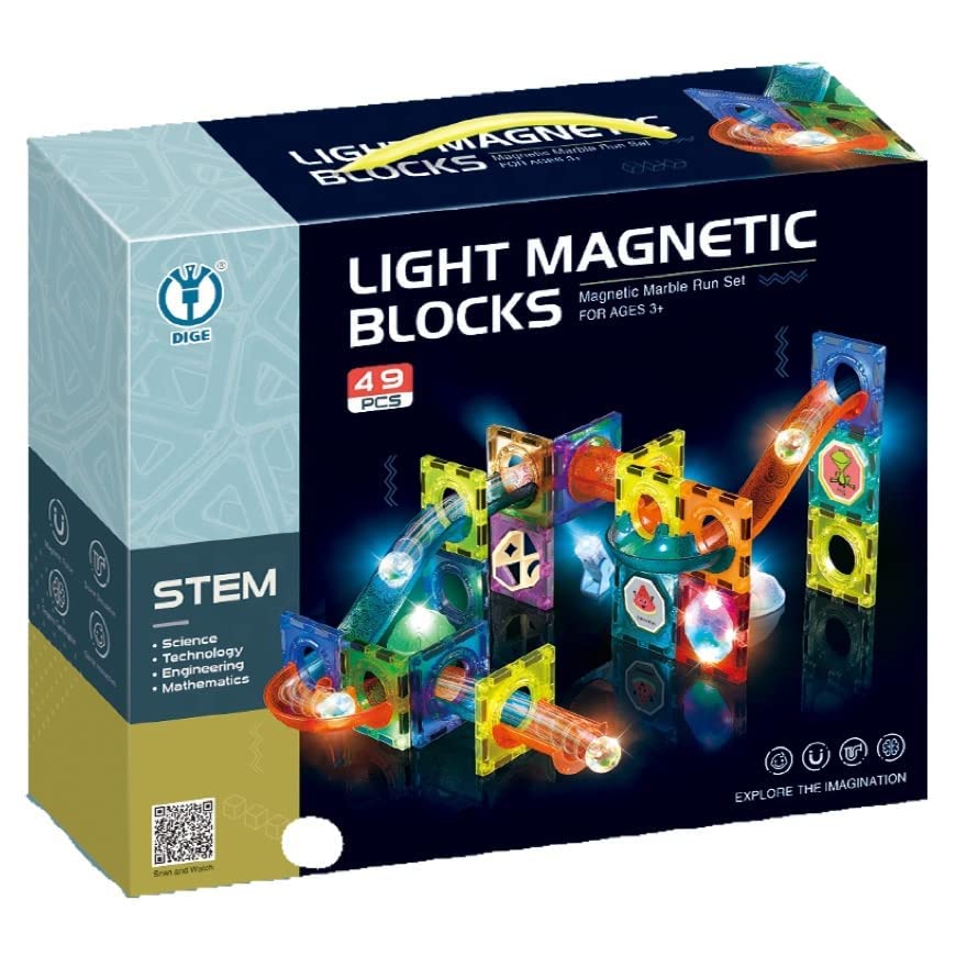 EQUIPAGECART Light Magnetic Tiles Building Blocks for Kids, 3D Clear STEAM Educational Toys Magnetic Marble Run for Boys & Girls Creative Toy (49 Pc) (B0D23KQ2TB) Amazon Price History, Amazon Price Tracker
