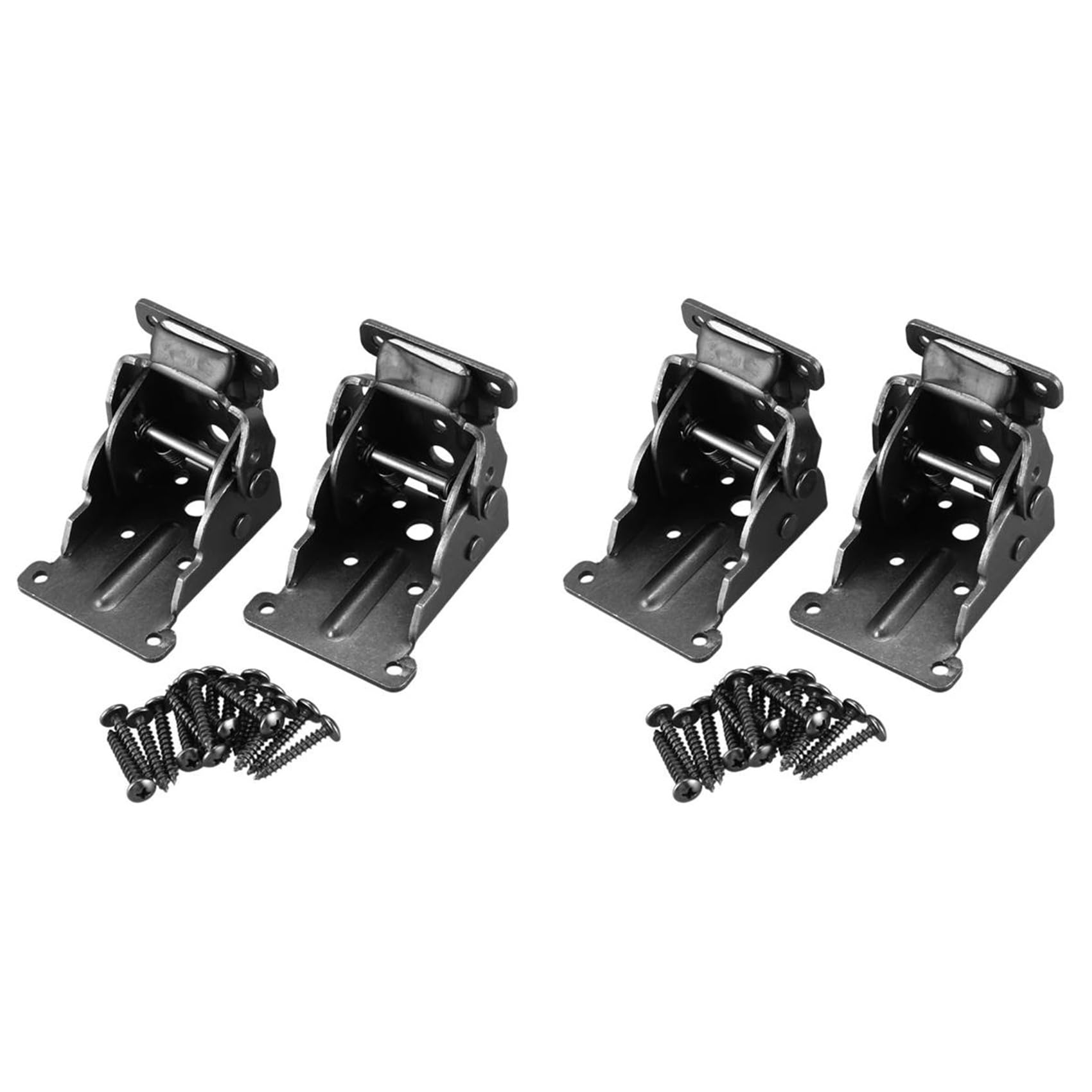 Jnchdghwa Black 4Pack Folding Brackets, Lock Extension Support Bracket Foldable Self Lock Hinges With Screws For Table Bed Leg Feet