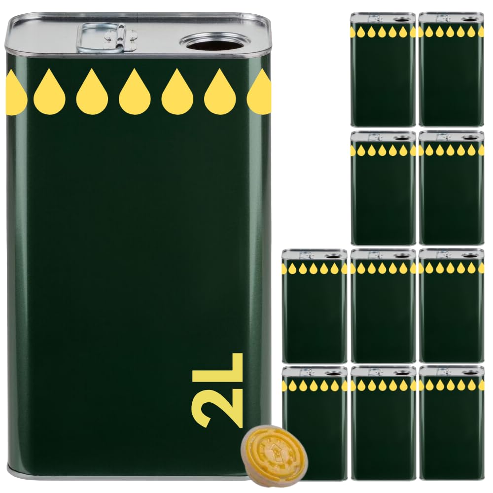 Lattina Per Olio Da 10 Litri Acquaverde – Verde Con Gocce Oro, Made In Italy, Tappo Ermetico - 4