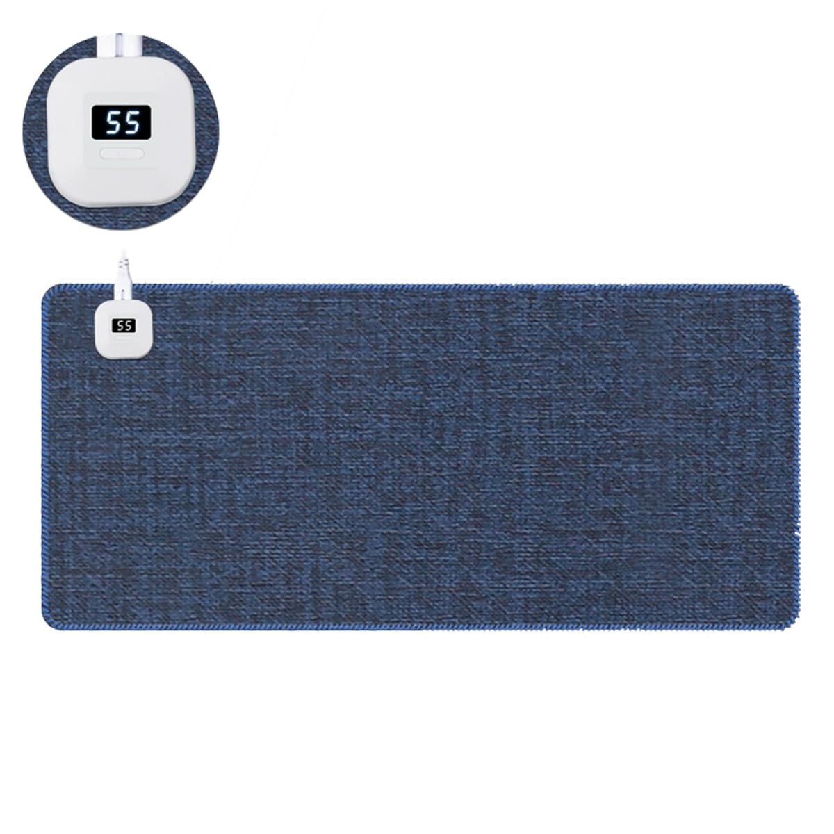 LANMOU Heated Desk Mat for Gaming - Electric Warm Mouse Pad with 5 Heating Levels & 4H Auto Shut-Off, Large Dark Blue (80 * 33cm)