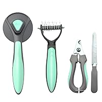 Vista 9 de Juego de cepillos para quitar pelos para mascotas, rastrillo para perros y gatos, cepillo de doble cara para quitar y desenmascarar peine kit