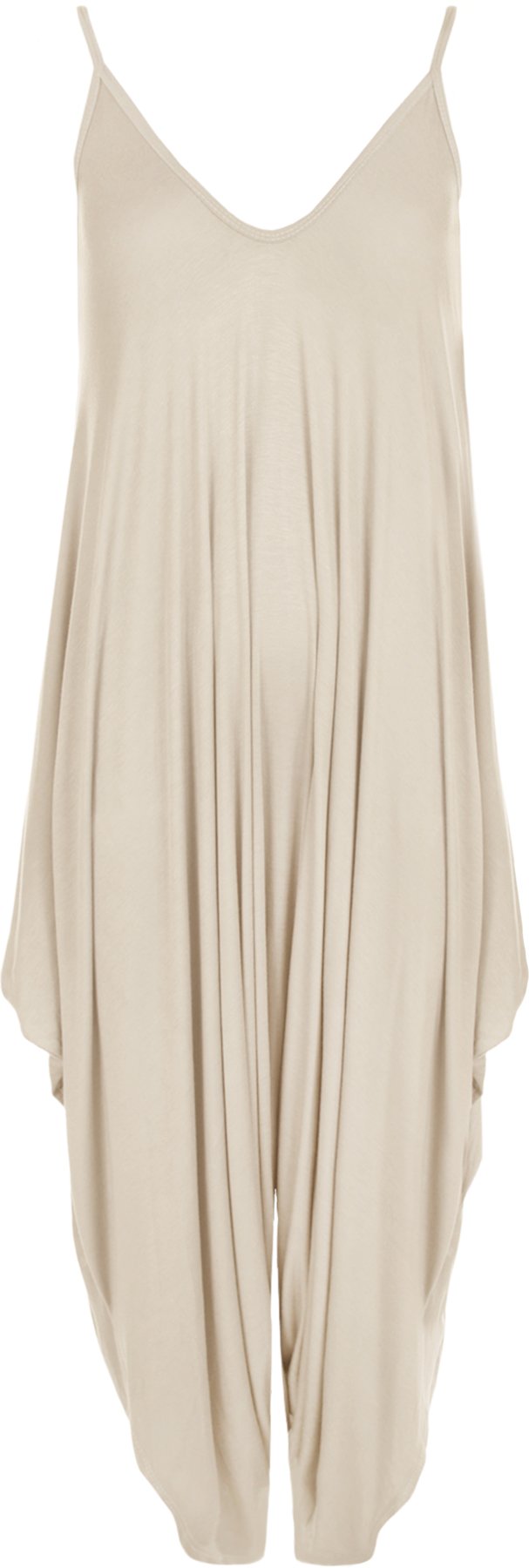 Wearall Women's Stone Lagenlook Strappy Baggy Harem Jumpsuit Dress Top Playsuit - 16-18