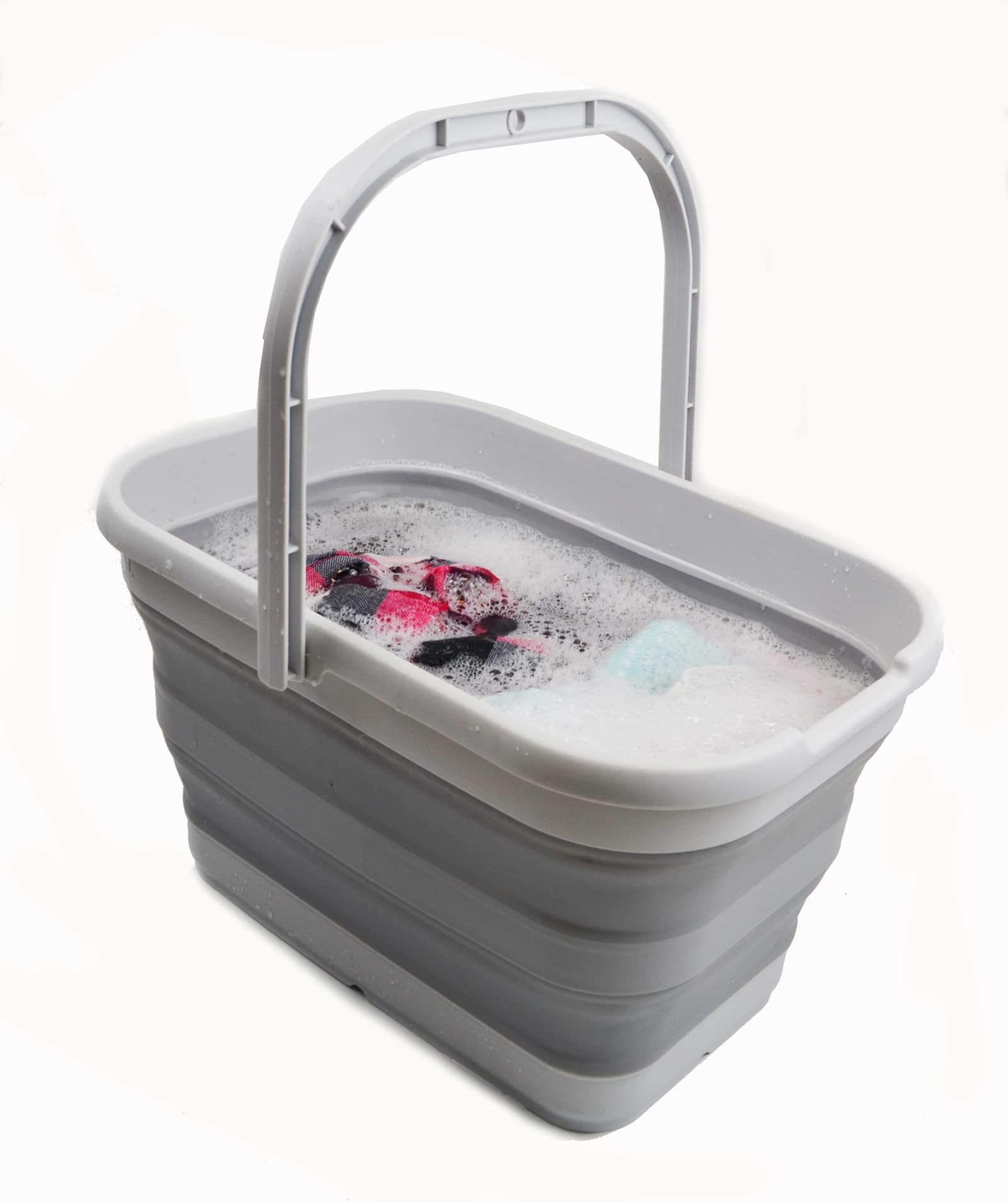 SAMMART 12L Faltbarer rechteckiger handlicher Eimer (Grau (2er-Set))