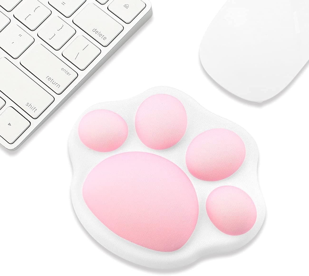 YIANI Cute Cat Paw Mouse Wrist Support Pad , Comfortable Soft Wrist Rest Hand Pillow Relief Hand’s Pain with Non-Slip Rubber Base for Home, Office Computer Laptop 4.3 x 3.7 Inches, Large
