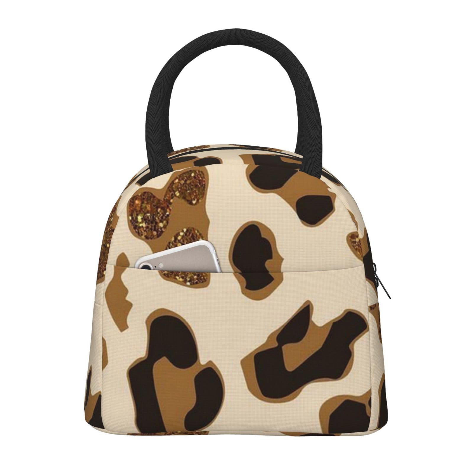FLYIFE Animal Leopard Insulated Lunch Bag Cooler Portable Lunch Tote Bag for Work/School/Travel- Waterproof, Breathable, Lightweight, and Durable