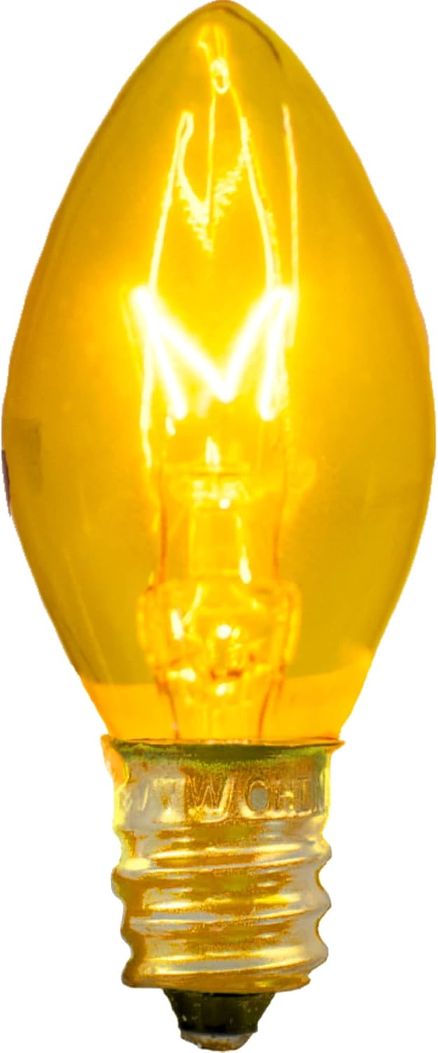 EST. LEE DISPLAY L D 1902 Outdoor Patio String Lights Bulbs & Green Hanging Cord Set Christmas Holiday Seasonal Light Bulbs & Cord Included 25FT C-9 E17 (Green Wire, Yellow)