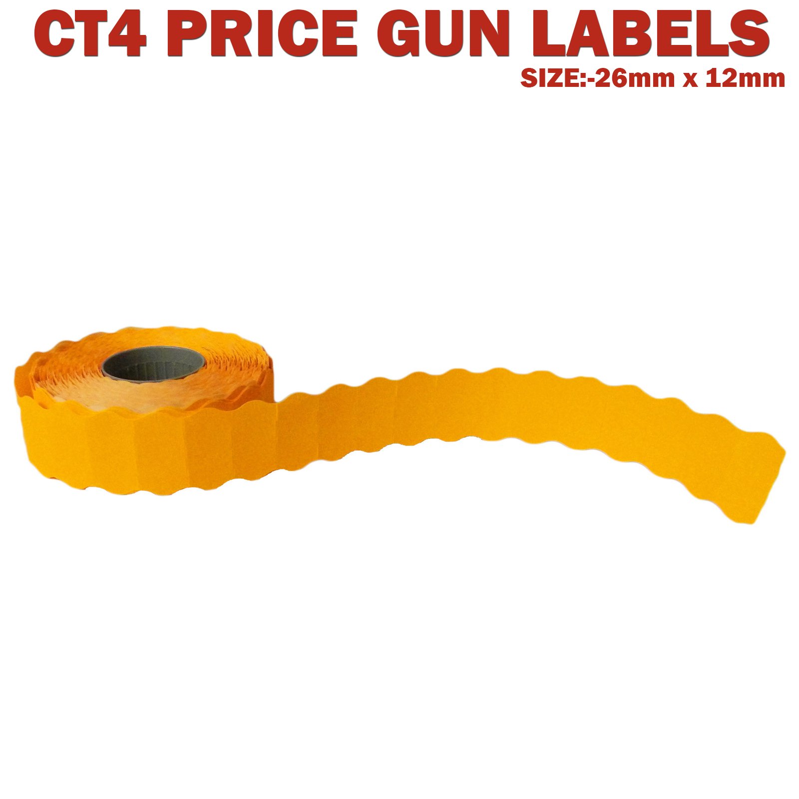 12,000 Color Permanent 26mm x 12mm Price Gun Labels CT4 Puma Lynx Motex Pricing (Fluorescent Orange)