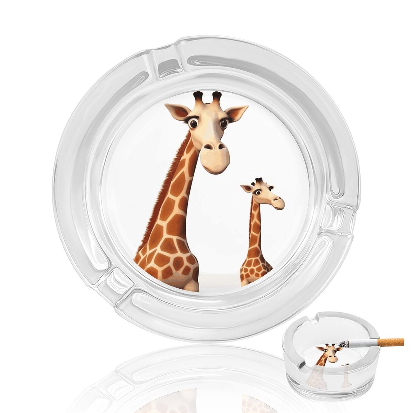 Giraffe Glass Ashtray for Cigarette,Cigarette Ashtray for Indoor Or Outdoor Use,Cigar ash trays case with 3 Notches-Glass Decor Gift for Men Smokers