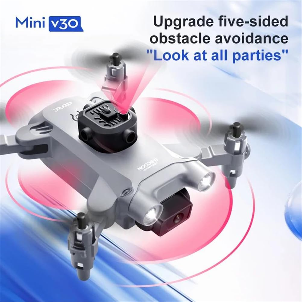 Nero,Single Battery,v30 Mini Drone con Telecamera HD 4k 1080p FPV rc droni Elicottero Professionale a Cinque Lati per Evitare Gli Ostacoli Drone Giocattolo Regalo