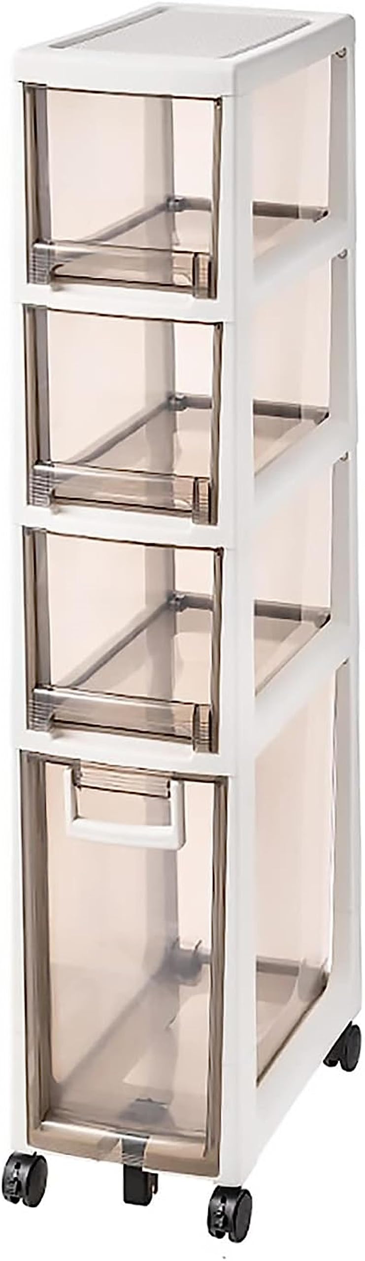 AYCDL Compact Dark Brown Bathroom Cabinet with 2-4 Stackable Drawers Space-Saving Storage Solution for Small Spaces Stylish and Functional nizer.,Dark Brown-4 Tier