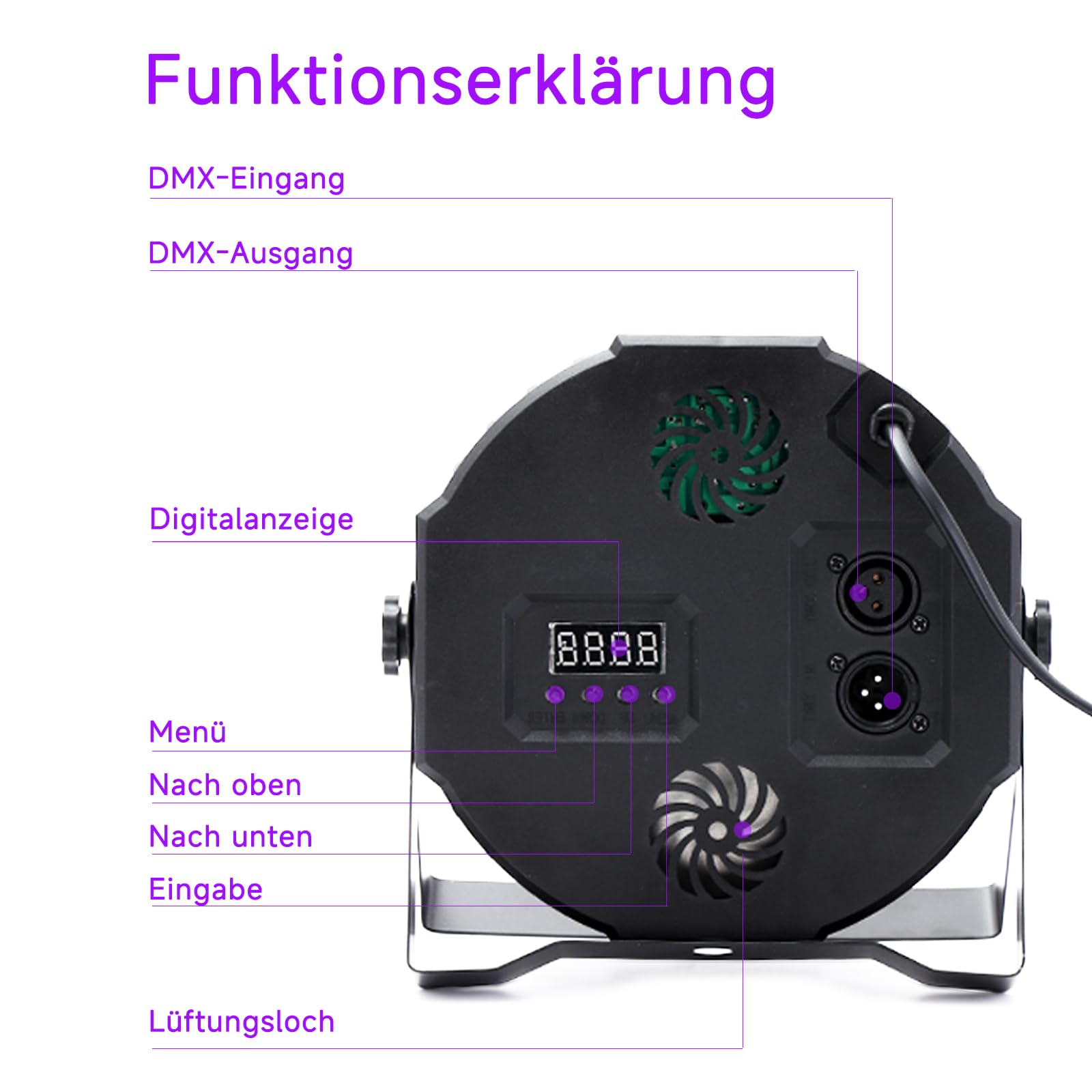 Confezione da 4 faretti LED Par 36 LED RGB per palcoscenico, DMX512 e telecomando, 7 modalità di luce con attivazione del suono, luce da discoteca, per DJ bar, matrimonio, Halloween, Natale