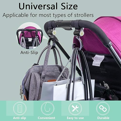 Miniatura 2 de X - Ganchos grandes para cochecito de bebé 2 unidades color negro