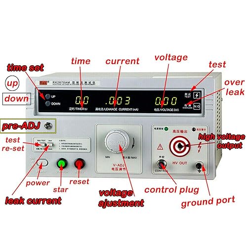 Miniatura 2 de Probador Hi-Pot, RK2670AM 110V 5KV Probador de Resistencia de Voltaje de CA de Corriente Hi-Pot Herramienta de Prueba de Resistencia de Aislamiento
