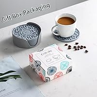 Vista 6 de Colinda Silicone Coasters - Set of 6 with Holder, Non-Slip Cup Mats for Hot and Cold Drinks, Decorative Designs, Gift Ready Packaging,Turquoise