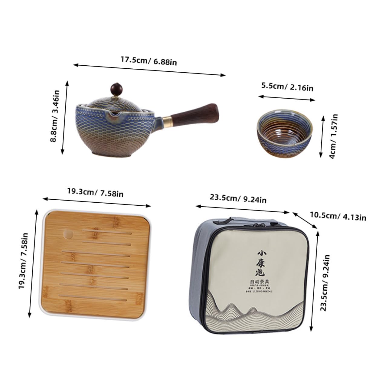 Mipcase Juego de Té y Material Bambú de Cerámica Portátil Diseño Elegante Adecuado para Viaje y Uso en Casa para Aficionados al Té