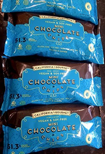 51.3% Cocoa Vegan MINI Chocolate Chips Soy Free Dairy Free Kosher Gluten Free Nut Free 8 oz. bags (3 Pack)