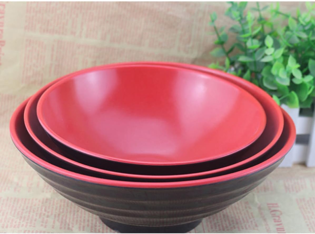 2 Pcs Ml Melamine Soup Bowl D5008 Black Red Anti-fall