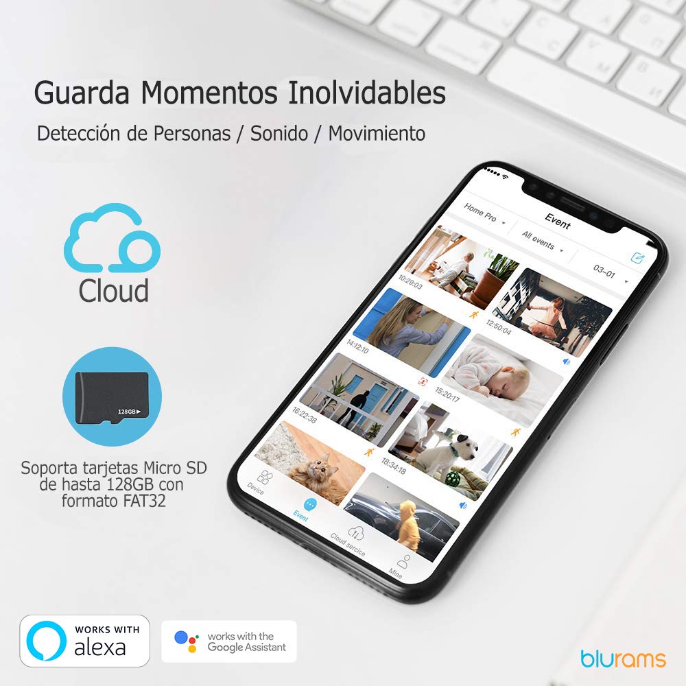 Blurams Snowman 1080p FHD kamera do monitoringu kopułkowa dwukierunkowa WiFi Det. Inteligentne powiadomienia w czasie rzeczywistym widok panoramiczny – Cruiser 360 (iOS i Android)