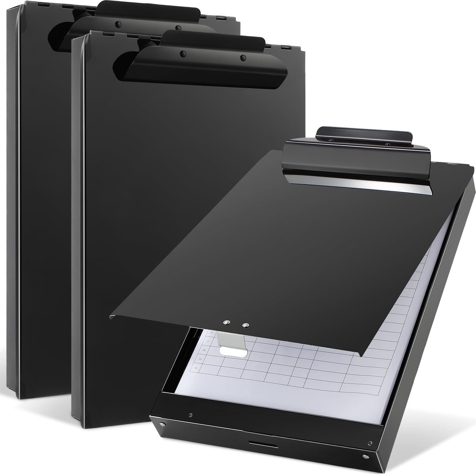 Janlaugh 2 Pieces Metal Storage Clipboard Letter Size Heavy Duty Aluminum Clip Board 14'' x 9.06'' x 2.95'' Contractor Clipboard Dual Storage Form