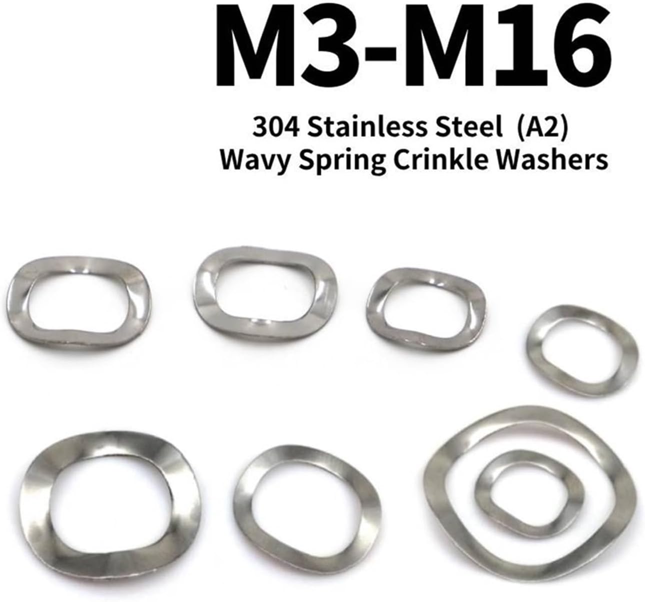 CREAP Wavy Spring Crinkle Washers 304 A2 Stainless Steel Three Wave Washers Spring Washer Crest Type Gasket for Bearing Shafts(M3 x 6 x 0.3,5Pcs)