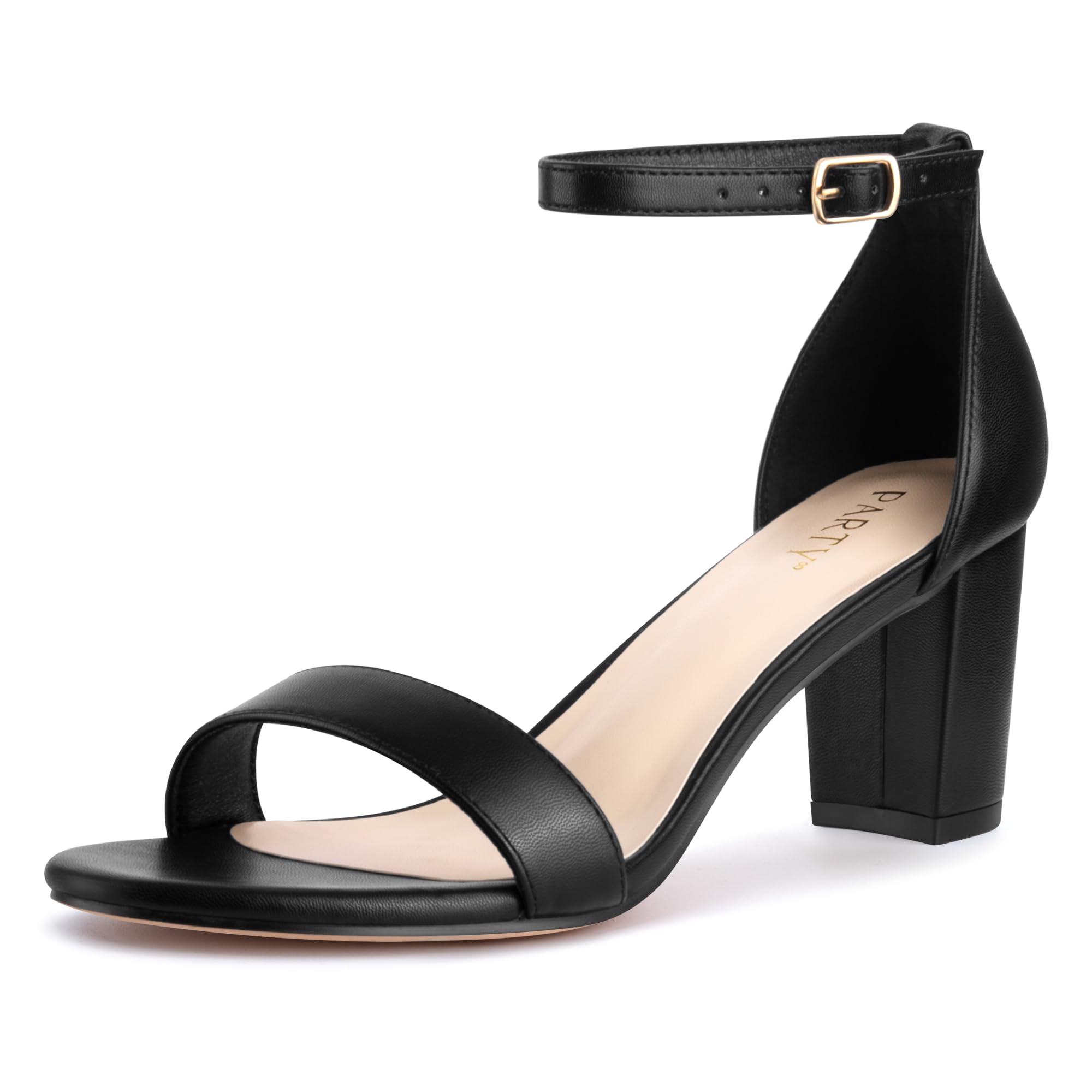 PARTY Women's Chunky Heels Open Toe Ankle Strap 3 inch Heeled Sandals