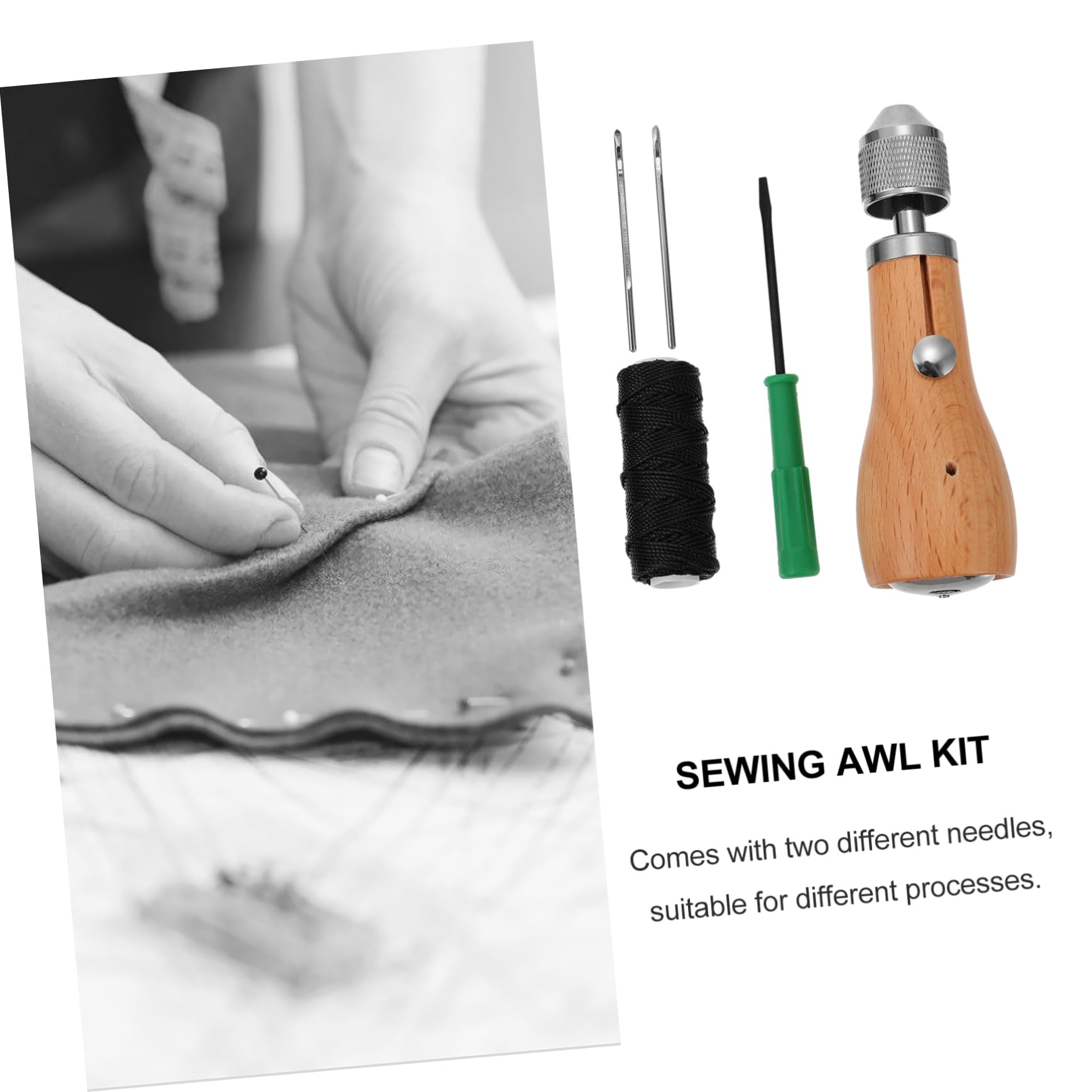 STOBOK 3juegos Kit De Herramientas Para Coser Punzón De Coser Agujas Hilo Encerao y Destornillador Diseño Ergonómico Para Proyectos De Bricolaje y Reparación De Bolsas y Calzado