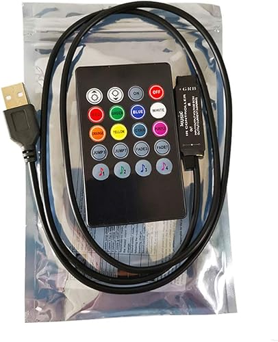 Miniatura 6 de RTNLIT Control remoto infrarrojo de música de 20 teclas 5V, atenuador de luz de tira LED RGB USB 5V RGB para luz de tira LED RGB