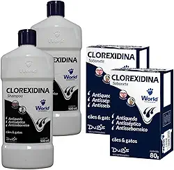 Kit 2 Shampoo Dermatite Canina + 2 Sabonete Antisséptico Higiene Cães Tratamento Pele Sensível