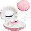 Ballerina Music Box with Mirror, Shell Music Box with Melody Birthday Gifts for Girls, Musical Jewellery Box for Girls