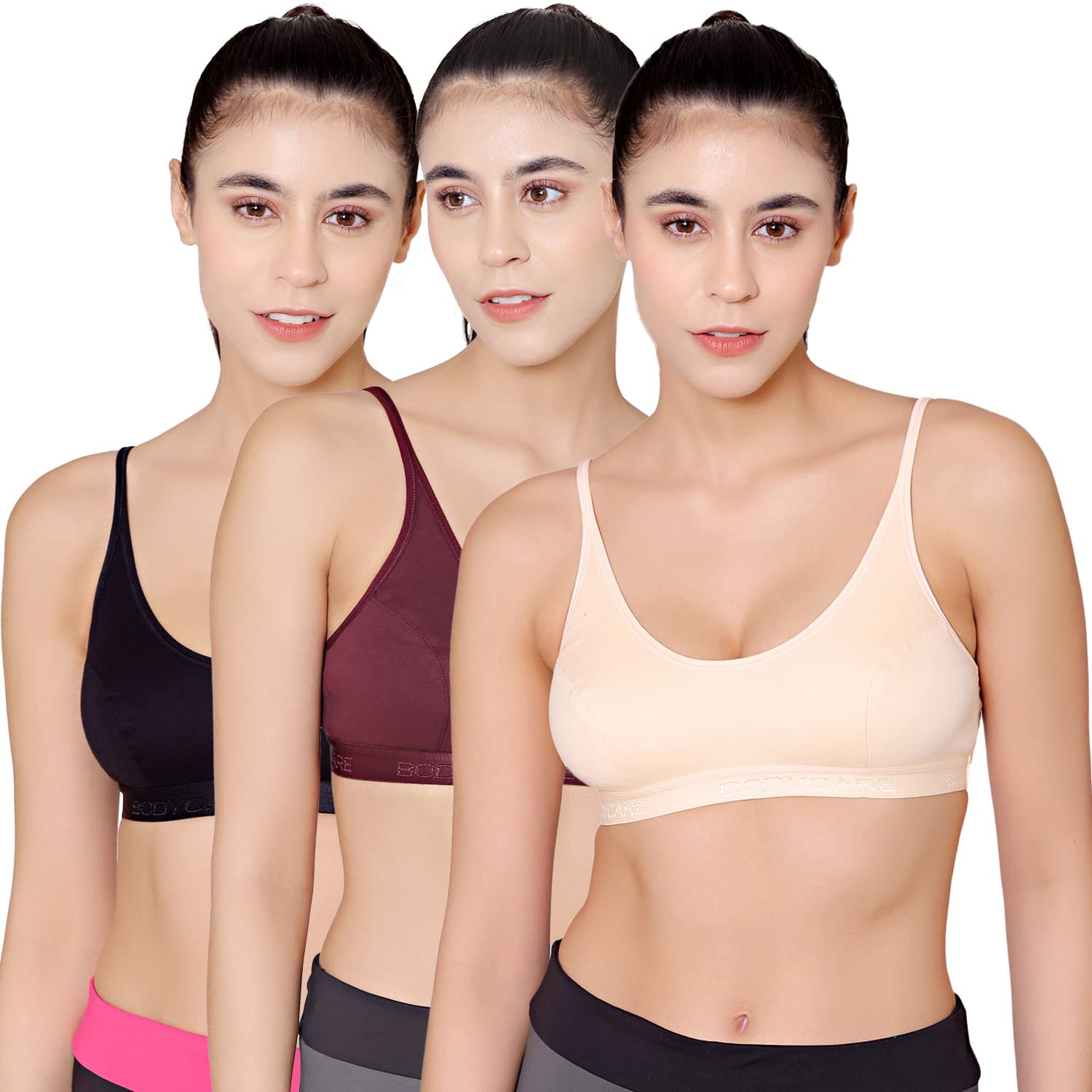 bodycare Women's Cotton, Spandex Padded Wire Free Sports Bra (E1608WIBS-30B_Multicolour_30)-picture-30