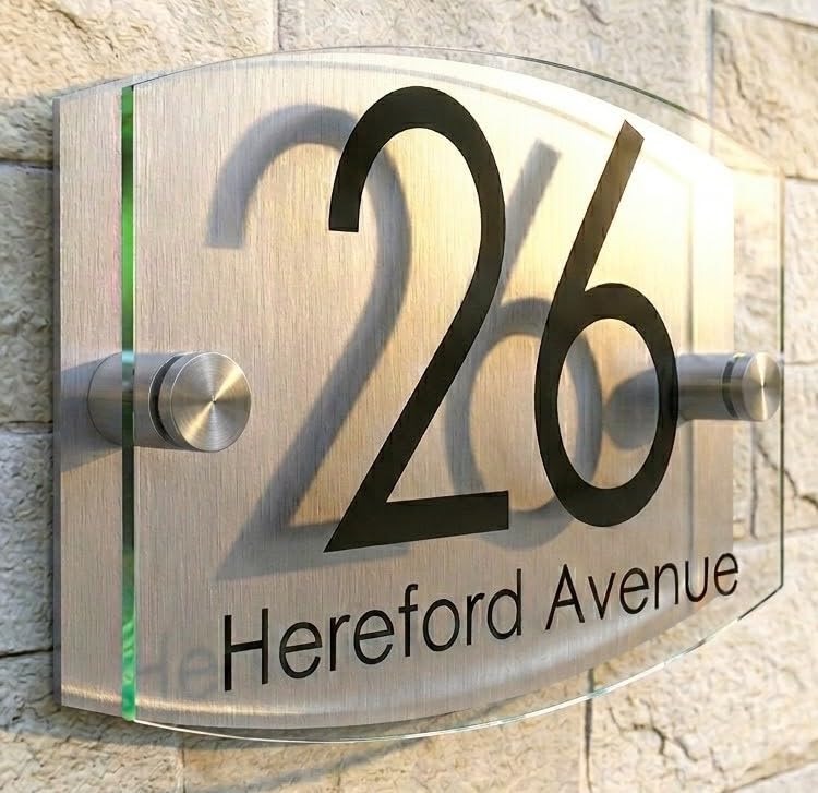House Numbers Plaques Modern Black Door Plaques For Wall Address House Number Plates for Outside Personalised Front Door Number Perspex Acrylic Door Sign (Classic Font)