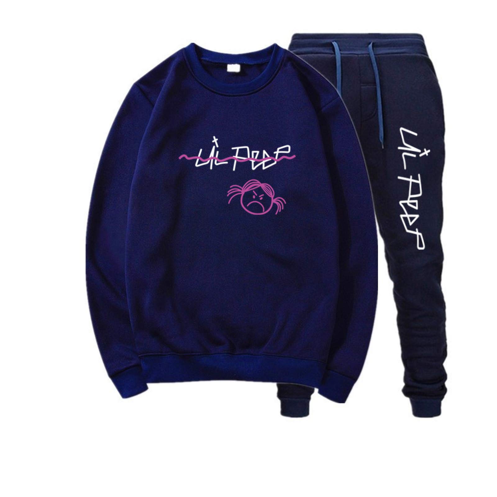 lil peep sweats Bluza i spodnie dresowe ciepła bluza z okrągłym dekoltem czarna bluza z okrągłym dekoltem Navy L