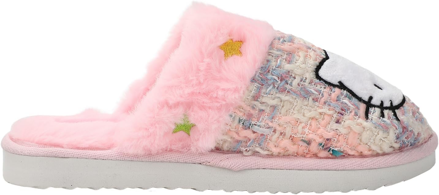 Bioworld Hello Kitty PVC Sequin Character Patch Women's Gray Tweed Mules - Image 6