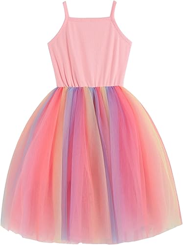 Vista 2 de BGIRNUK Vestido tutú para niñas pequeñas, con mangas con vuelo, sin mangas, vestido de tul de princesa, vestido de fiesta vintage para niñas pequeñas