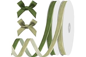 Green Velvet Ribbon Assortment for DIY Projects