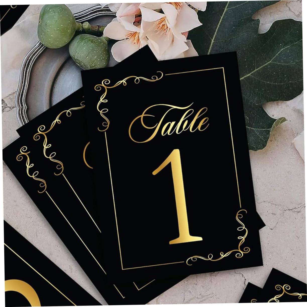 COLLBATH Gruppentischkarten Elegante Tischkarten aus Papierkarton 30 Stück Tischnummern für Hochzeit und Hauswarming Schwarz Stabil