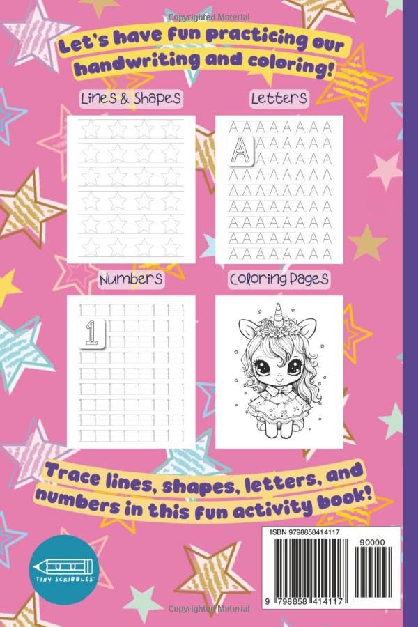 Unicorn Letter and Number Tracing and Coloring Book: Handwriting Practice Workbook for Toddlers, Preschoolers, Girls, and Kids | Extra Blank Tracing Exercise Paper image 3