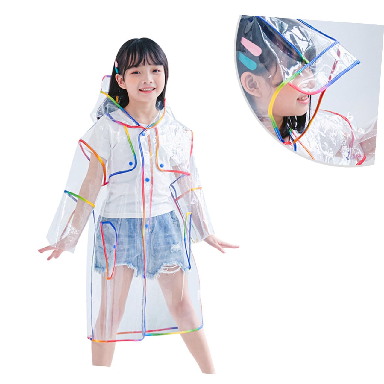 VANZACK Impermeabile Per Con Cappuccio Impermeabile Portatile Impermeabile Trasparente Poncho Antipioggia Colorato