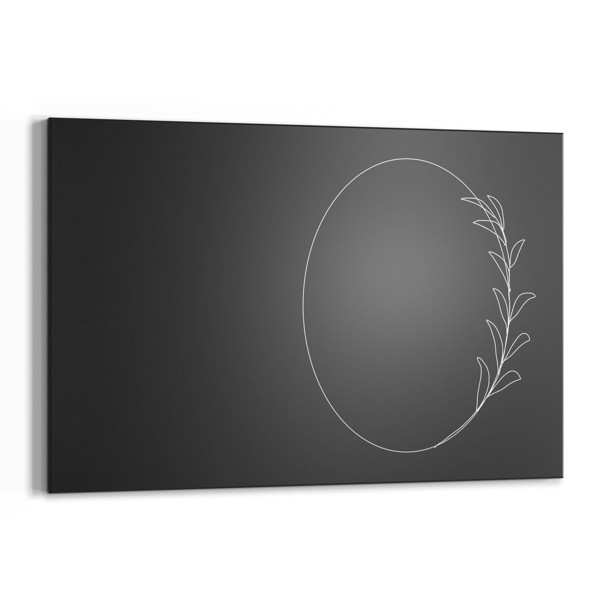 DEQORI Pizarra magnética con impresión UV | diseño "marco de hojas ovaladas" | diseño rectangular de 90 x 60 cm | tiza pizarra metálica se puede escribir – Decoración de pared para cocina, pasillo