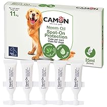 CAMON | Spot-On Protection Cane (11kg), 5 Fiale da 5ml con Olio di Neem, Protezione Naturale per Cani