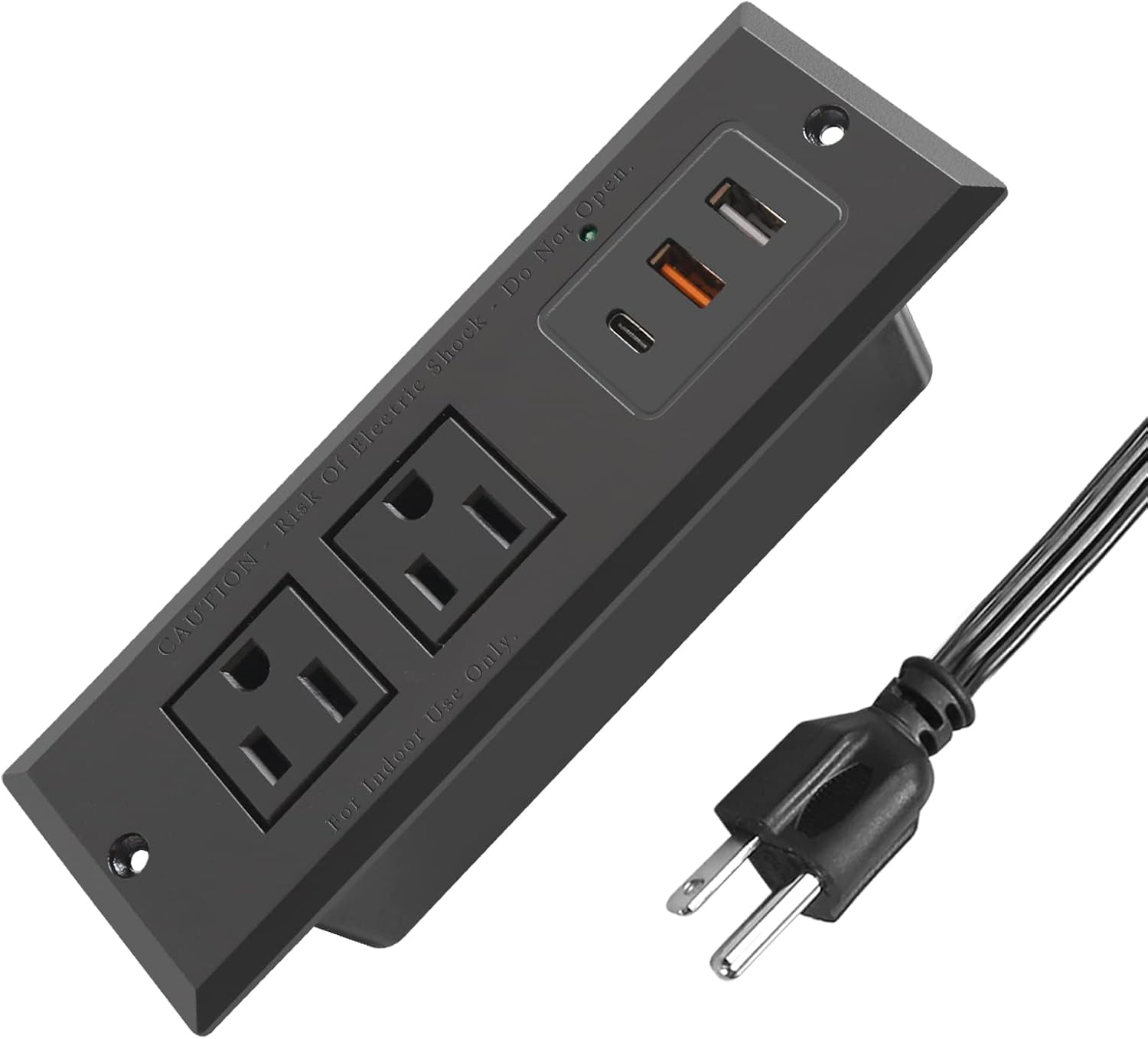 Desk Power Bar with 20W PD USB C Recessed Mounted Desktop Power Strip